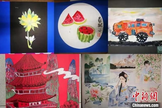 安徽马鞍山53幅儿童画作品绘出中日友城友谊