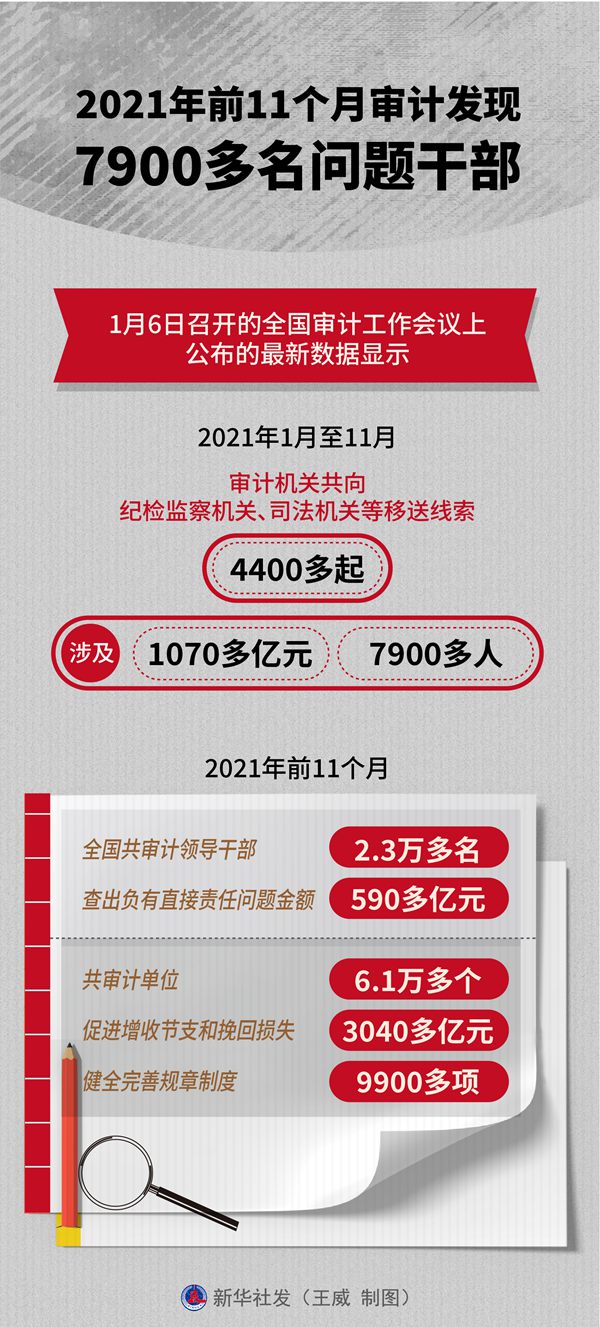 铁面树权威！2021年前11个月审计发现7900多名问题干部